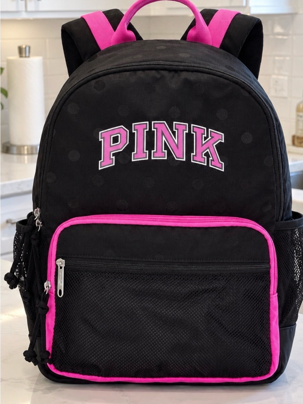 Victoria's Secret PINK Black and Pink FULL SIZE Backpack NWT